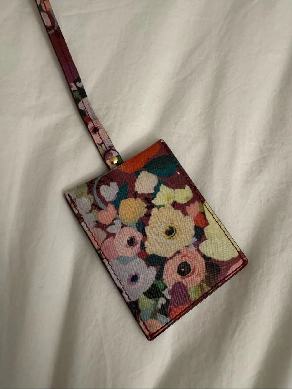Anthropologie Floral Double ID Card Holder Lanyard - Pink Multi